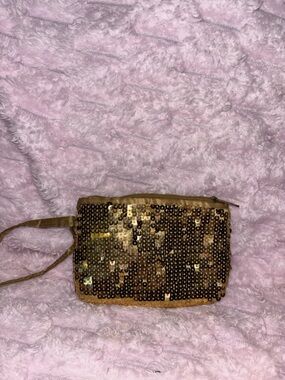 Candies Gold Sequin Wristlet Clutch - Elegant Evening Bag